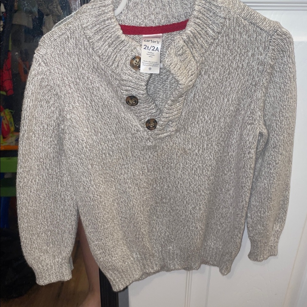 Carter's Gray Button-Up Kids Sweater